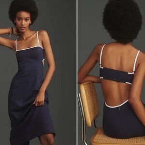 Anthropologie Navy and White Dress